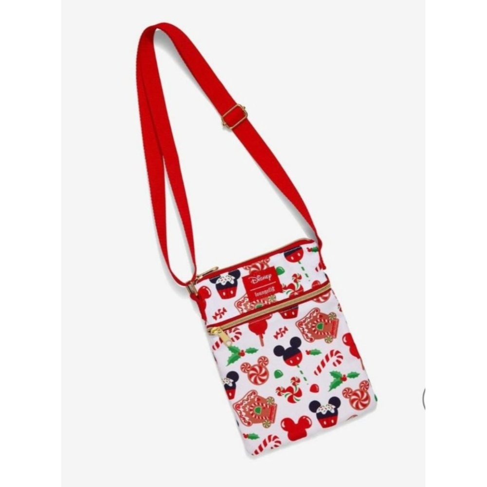 LOUNGEFLY Mickey Disney Holiday Treat Crossbody Bag NEW - Picture 1 of 3